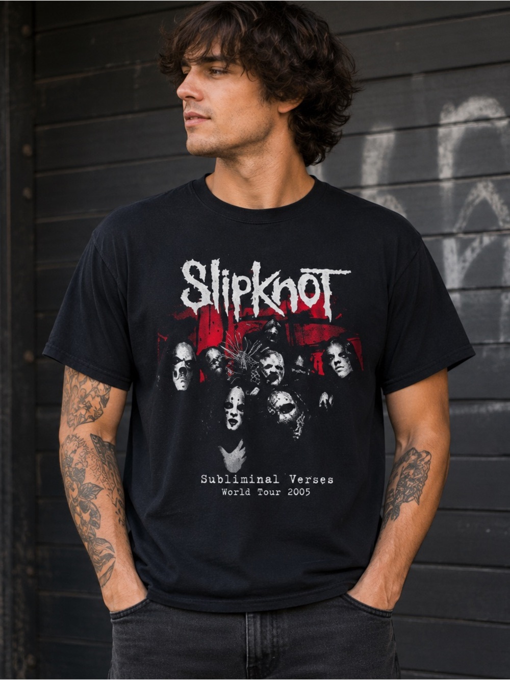 Slipknot Subliminal Verses World Tour 2005 Band T-Shirt Menβs L Black Graphic